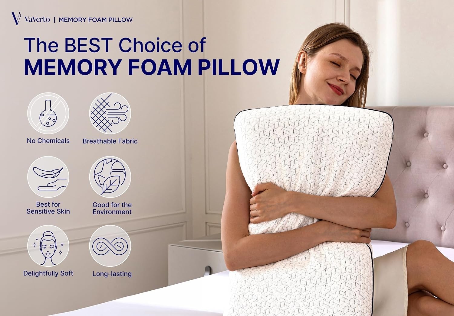 Memory Foam Pillow Standard Cooling Firm Bamboo Cover 1 Pack