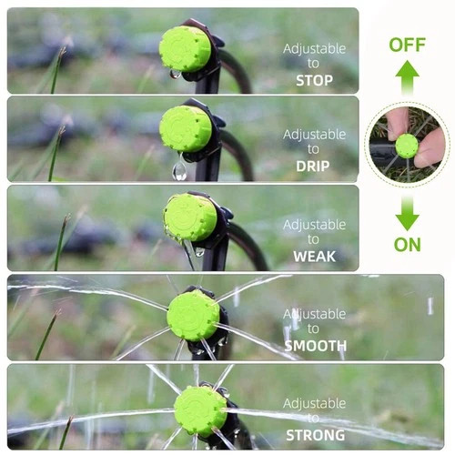 200Pcs Adjustable Irrigation Drippers, 1/4 Inch Barbed Drip Emitter 360 Degree