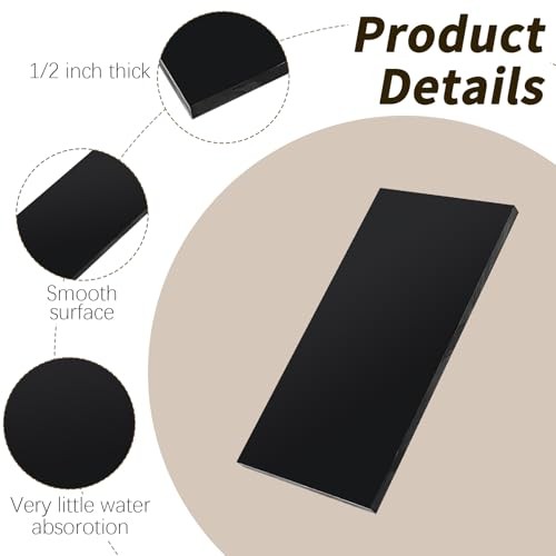 2 Pcs HDPE Plastic Sheet, HDPE Sheet 1/2" Thick, Size 6" x 12", High Density