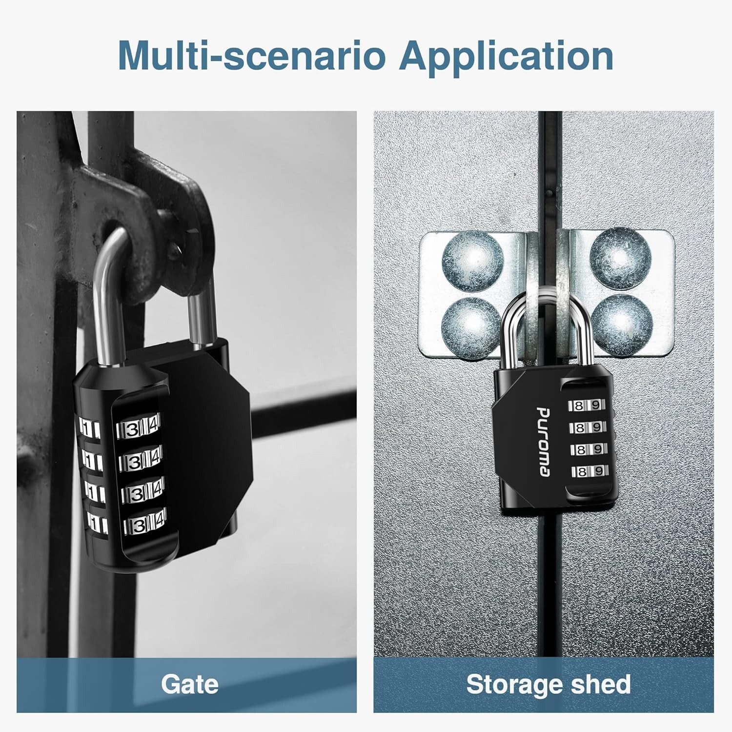 Compact 10 Pack Combination Padlocks - Keyless, Waterproof for Gates & Lockers