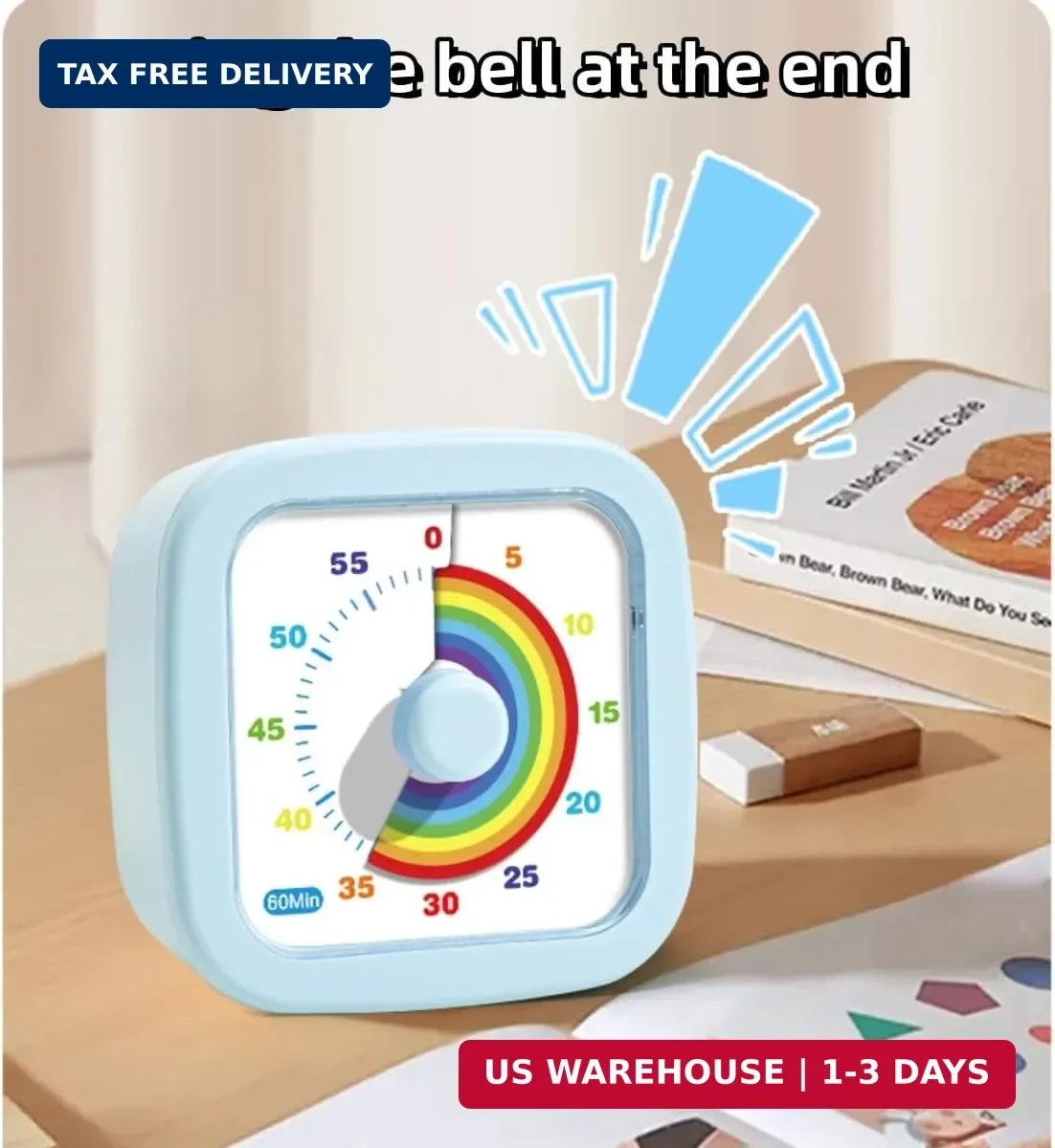 Kids Visual Timer Cute Rainbow - 60 Minute Countdown Timer Time Management for K