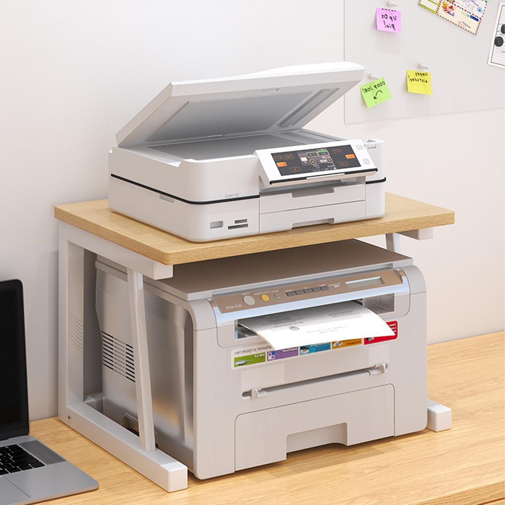 2Tier Under Desk Printer Table Wood Desktop Printer Stand Printer Shelf for Home