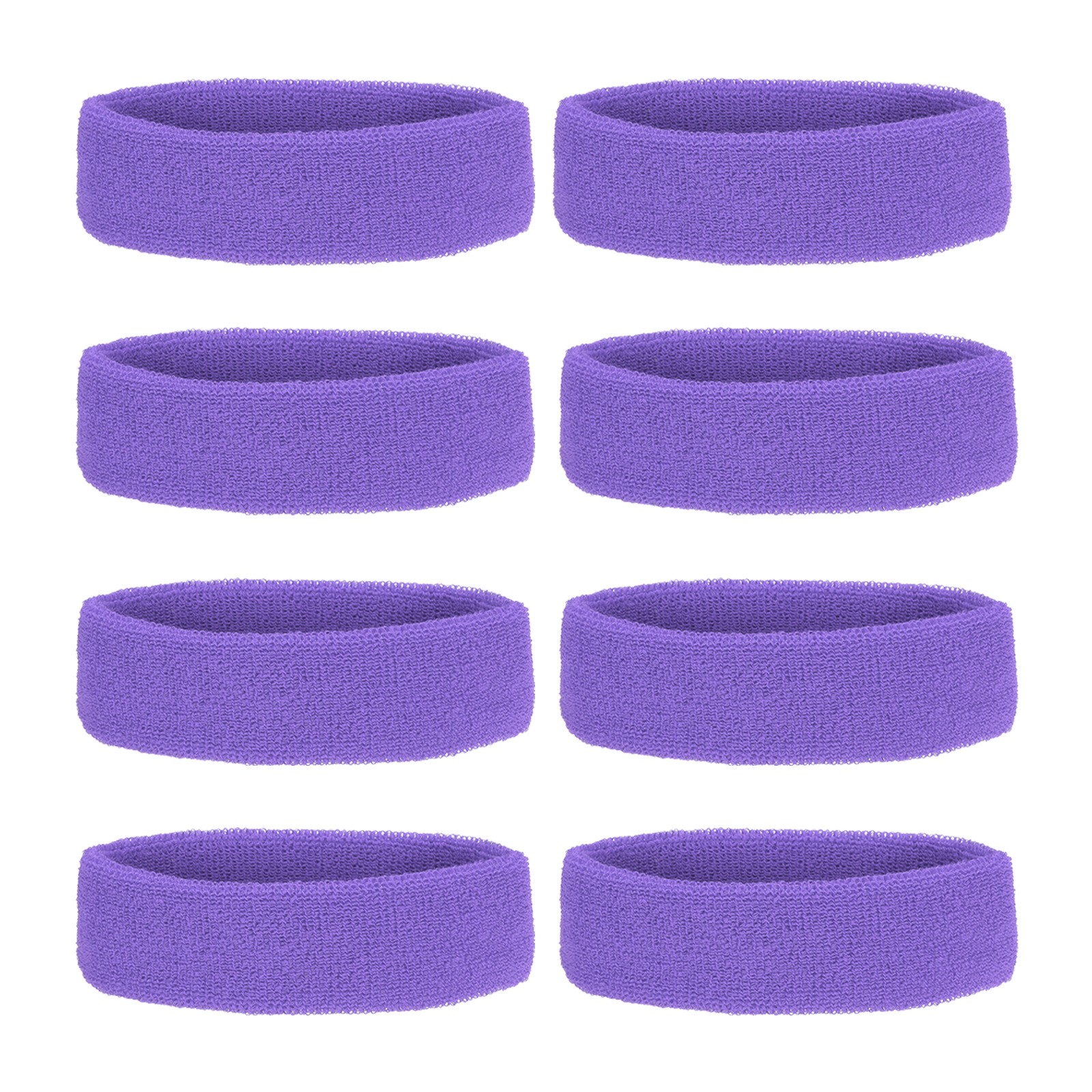 8 Pcs Sweatband Headbands Terry Cloth for Women Men Sports Light Purple