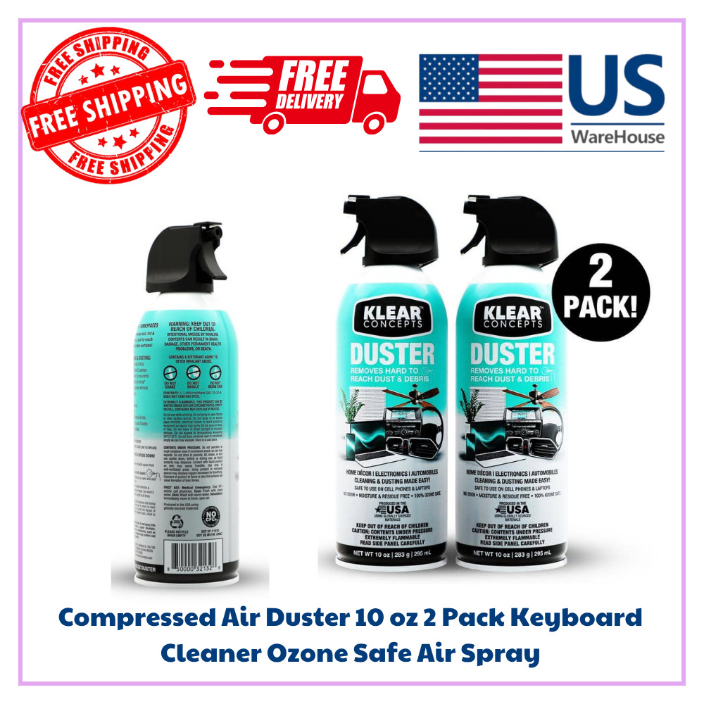 Compressed Air Duster 10 oz 2 Pack Keyboard Cleaner Ozone Safe Air Spray