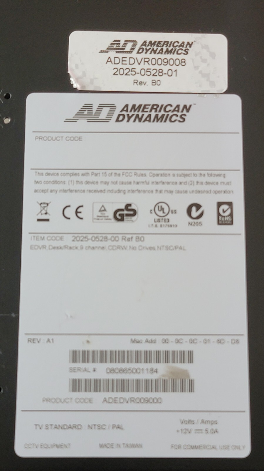 American Dynamics [ADEDVR004032] 4-Channel 320GB Embedded Digital Video Recorder