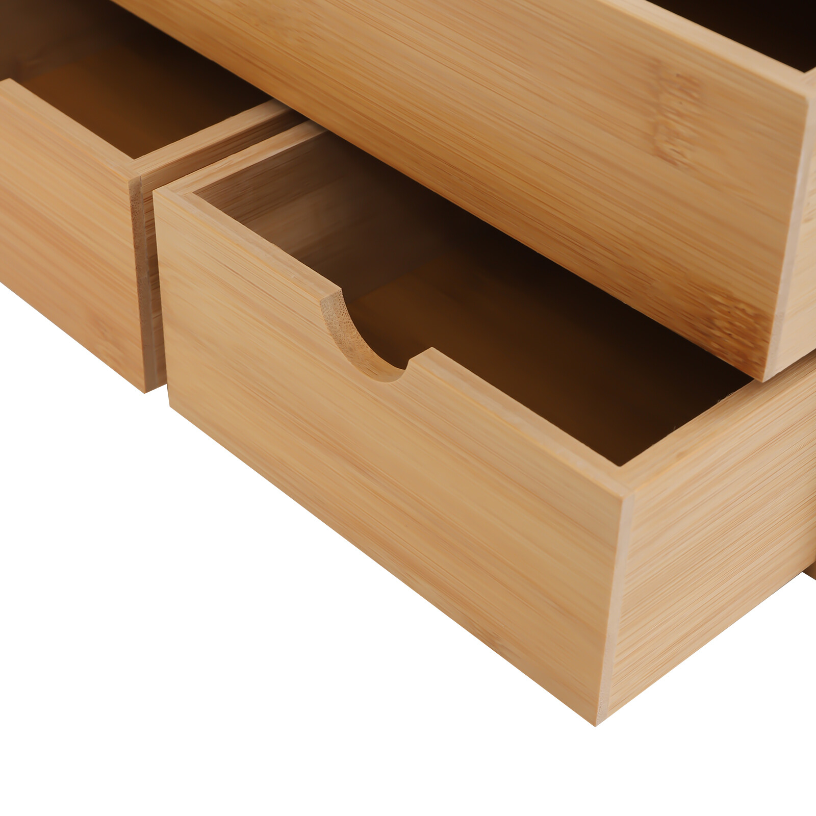 Bamboo Desk Organizer Drawer Tabletop Storage Organization Box Home Office