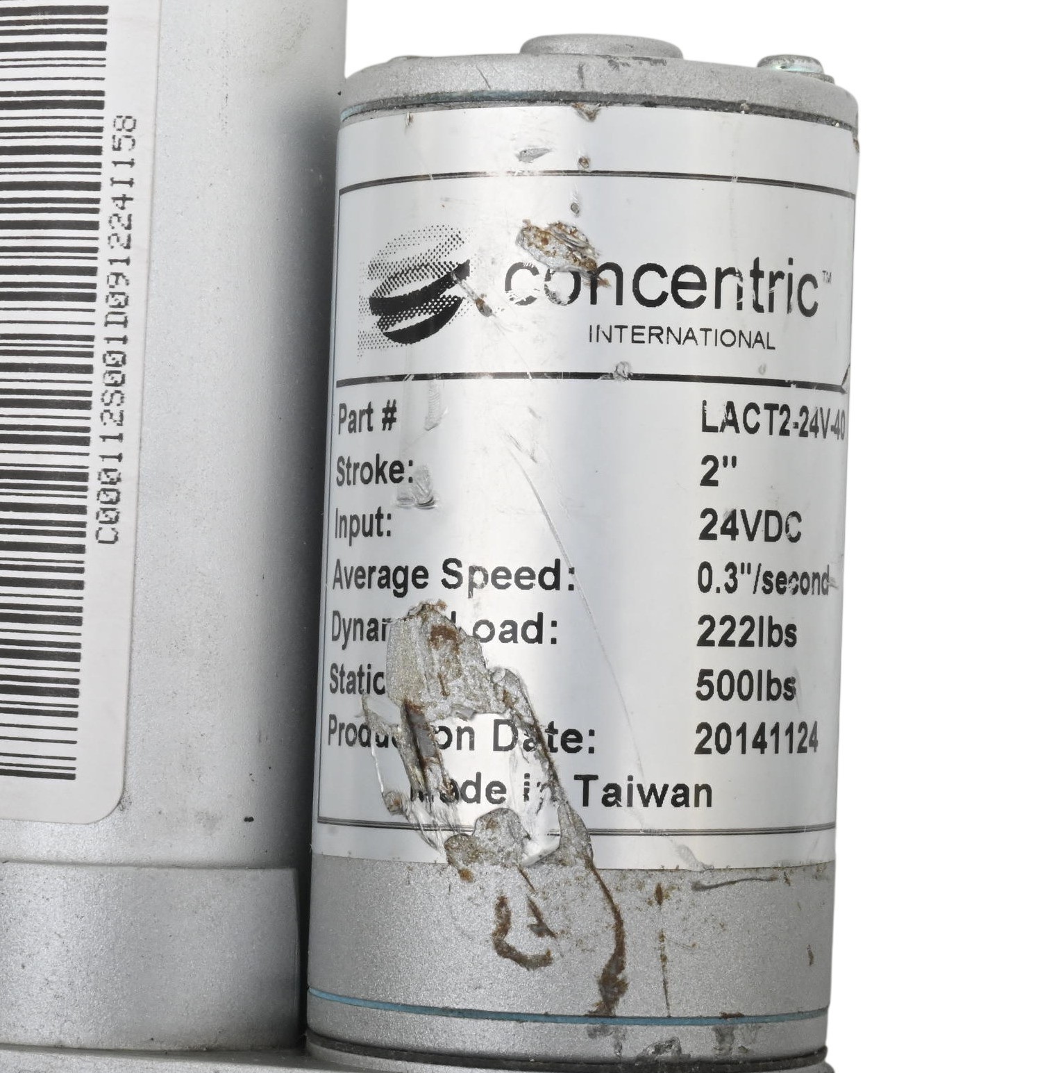 Concentric LACT2-24V-40 Linear Actuator – 24VDC – 2" Stroke - 500lbs Capacity