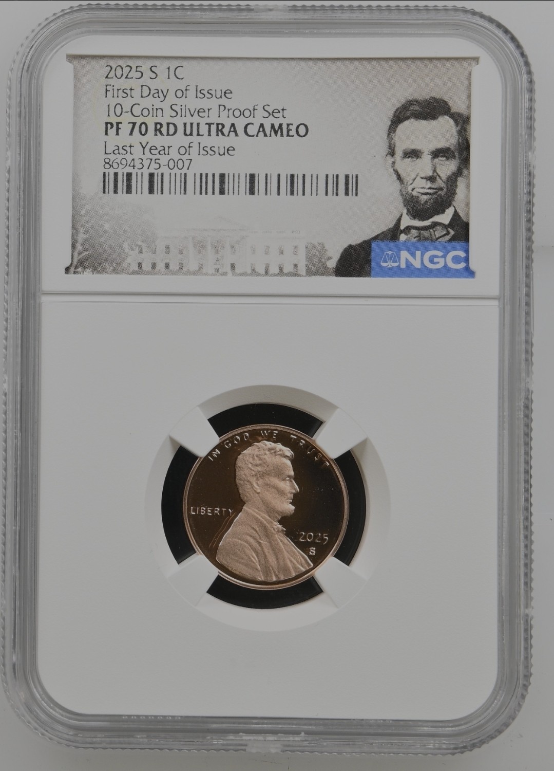 2025 S Lincoln Penny Cent 1C NGC PF70 RD Ultra Cameo , First Day Of Issue ; FDI
