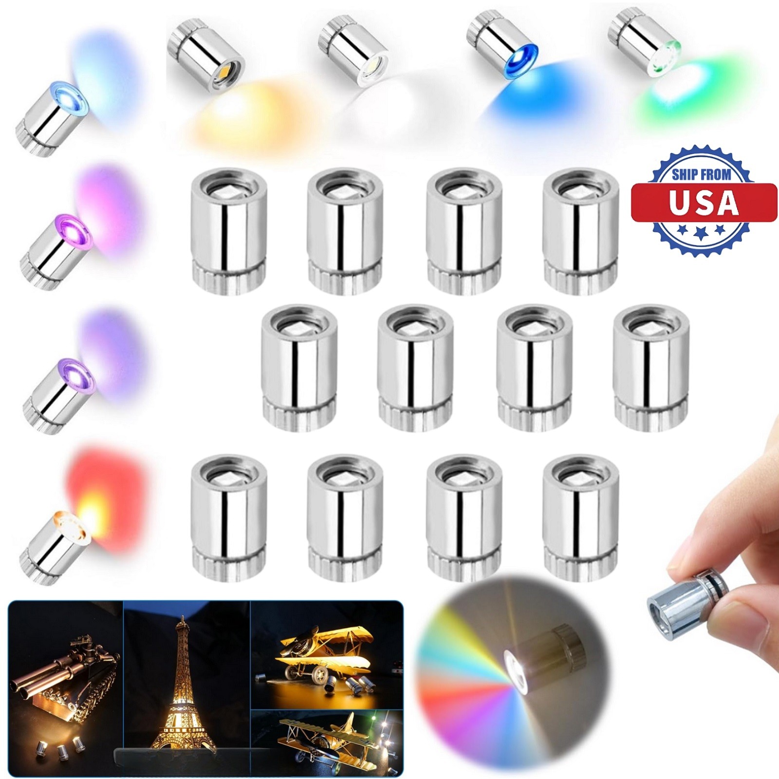 10Pcs Small Spotlight LED Lights Battery Powered for Micro Crafts Models Display