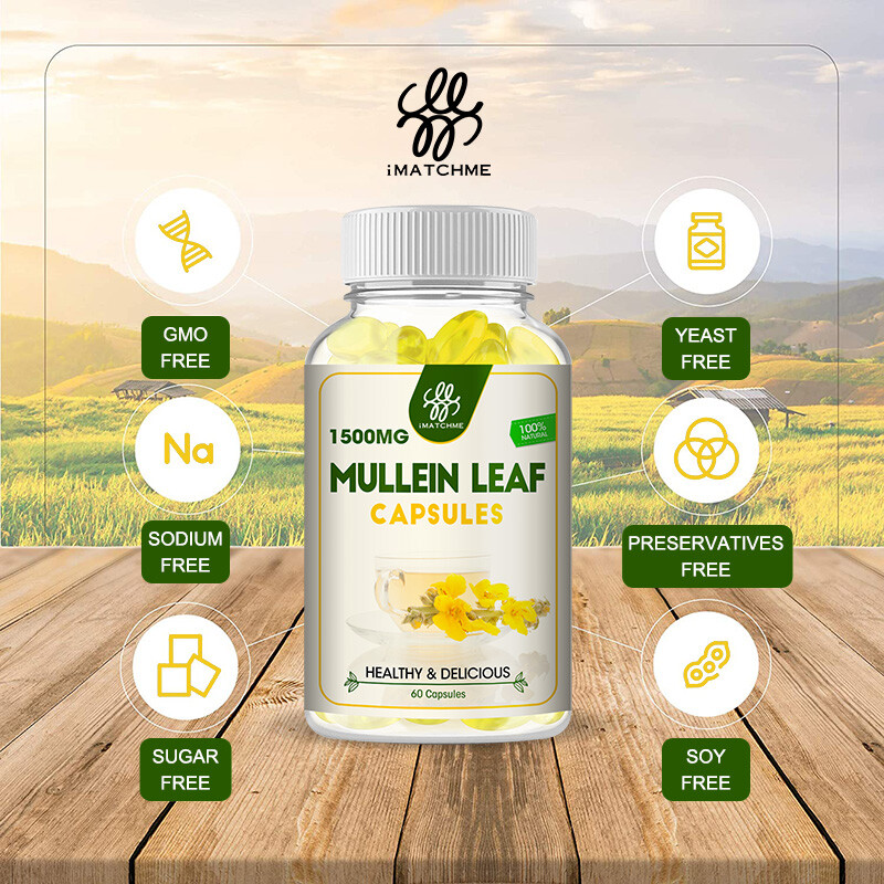 Mullein Leaf Capsules For Lung Cleansing & Detox Herbal Dietary Supplement