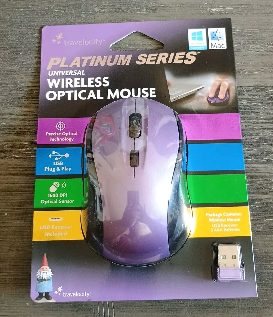Travelocity Platinum Series Universal Optical Mouse Purple New