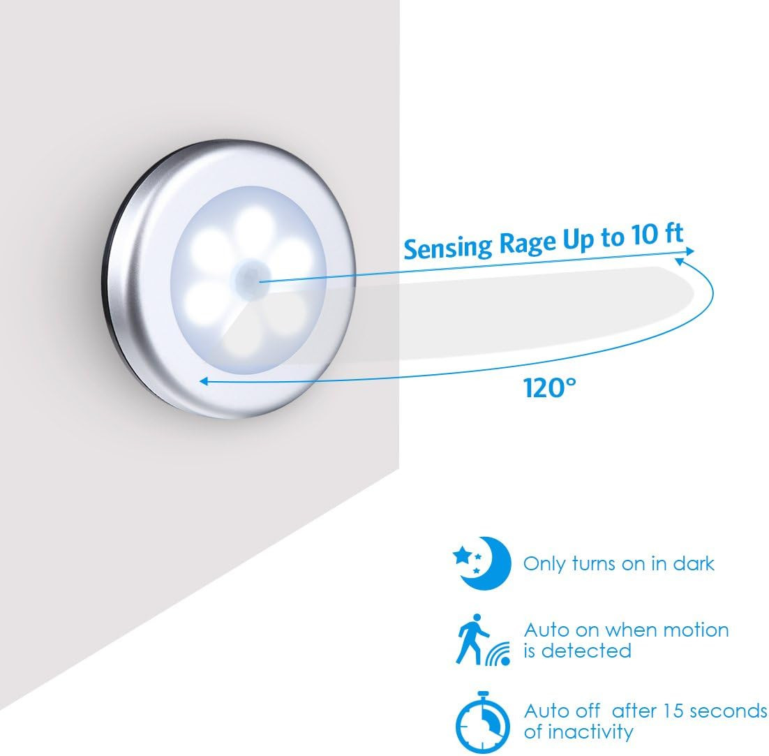 Upgraded 3.15” Motion Sensor Light, Cordless Battery-Powered LED Night Light, St