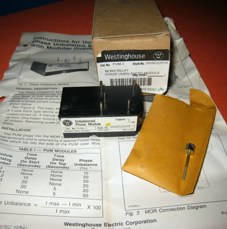NEW Westinghouse PUM-2 Unbalanced Phase Module PUM2 Mora Relay
