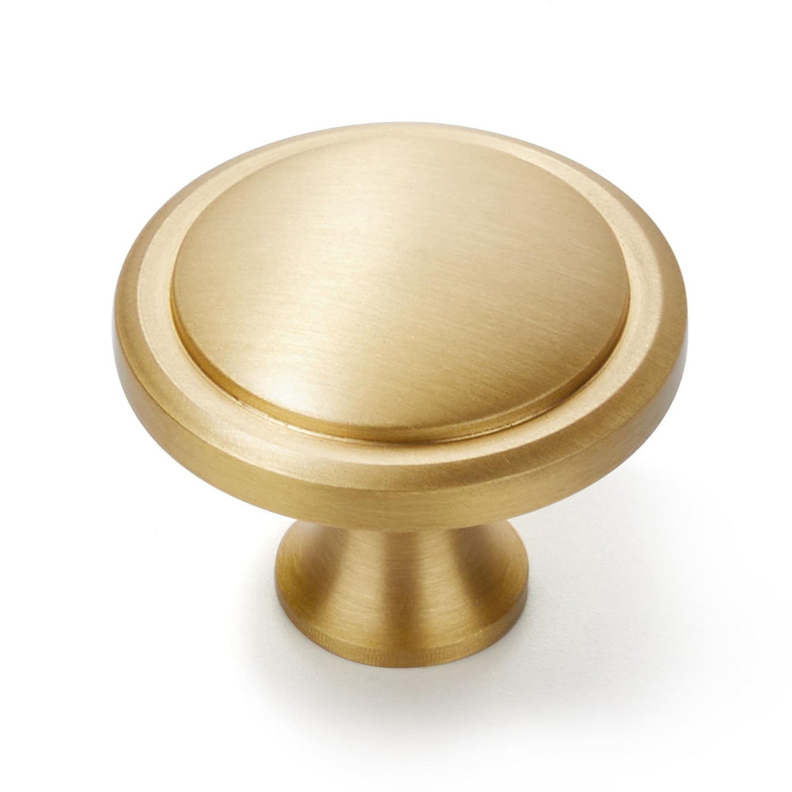 5-Pack Solid Brass Cabinet Knobs, Round Gold Knobs for Dresser Drawers, Brush...