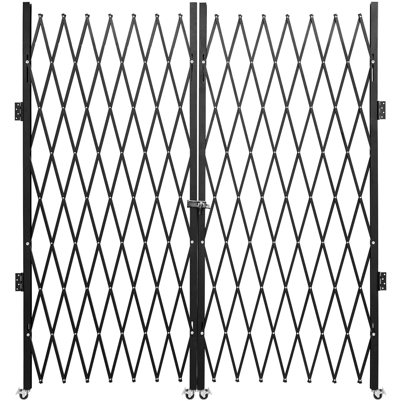 Double Folding Security Gate, 5' H x 10' W Folding Door Gate, Steel Accordion