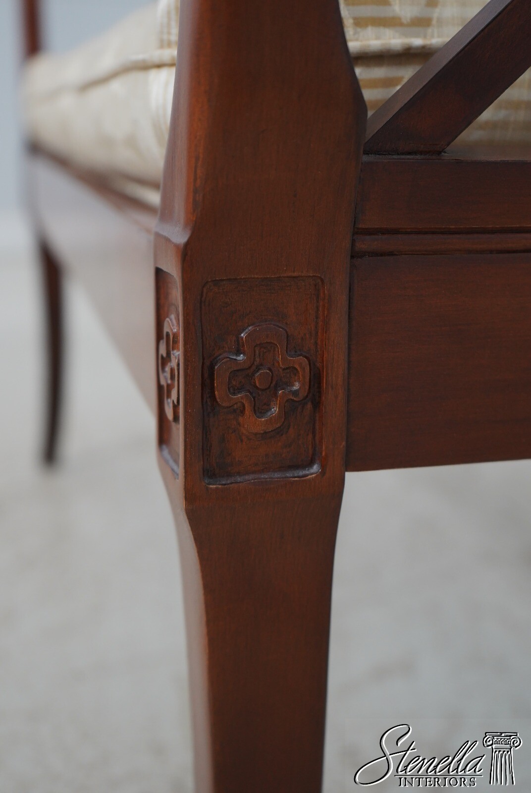 67126: Regency Style Tufted Upholstered Seat Window Bench