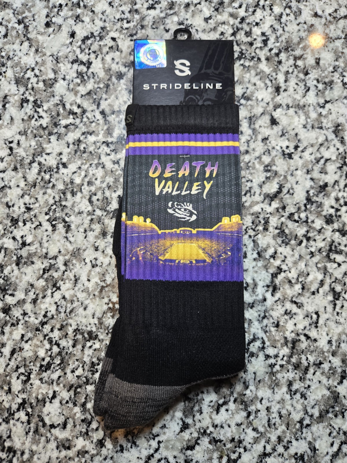 LSU Tigers Death Valley Stadium Strideline Purple & Yellow Fan Nation Crew Socks