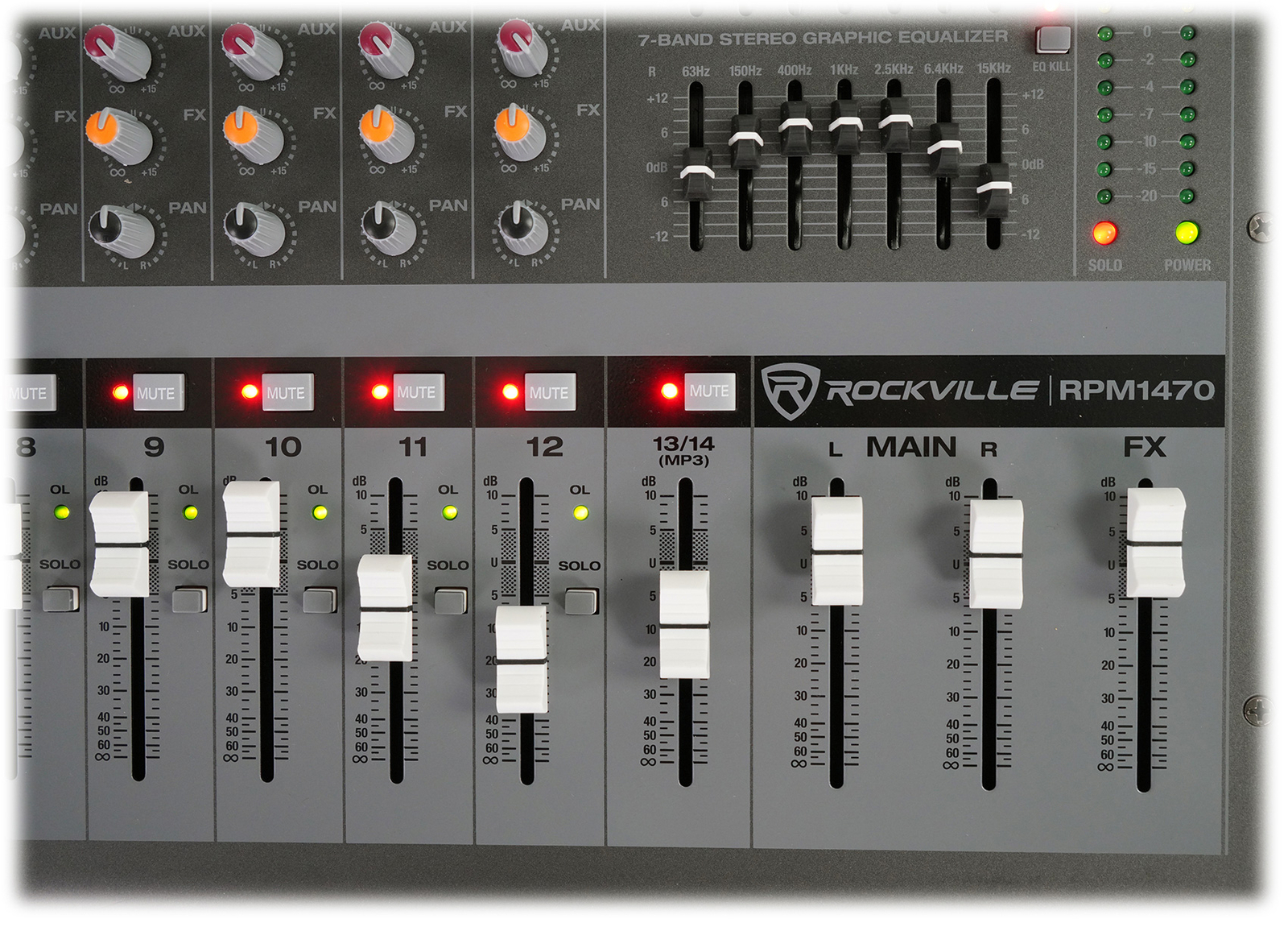 Rockville RPM1470 14 Channel 6000w Amplifier Mixer USB, Effects/14 XDR2 Mic Pres