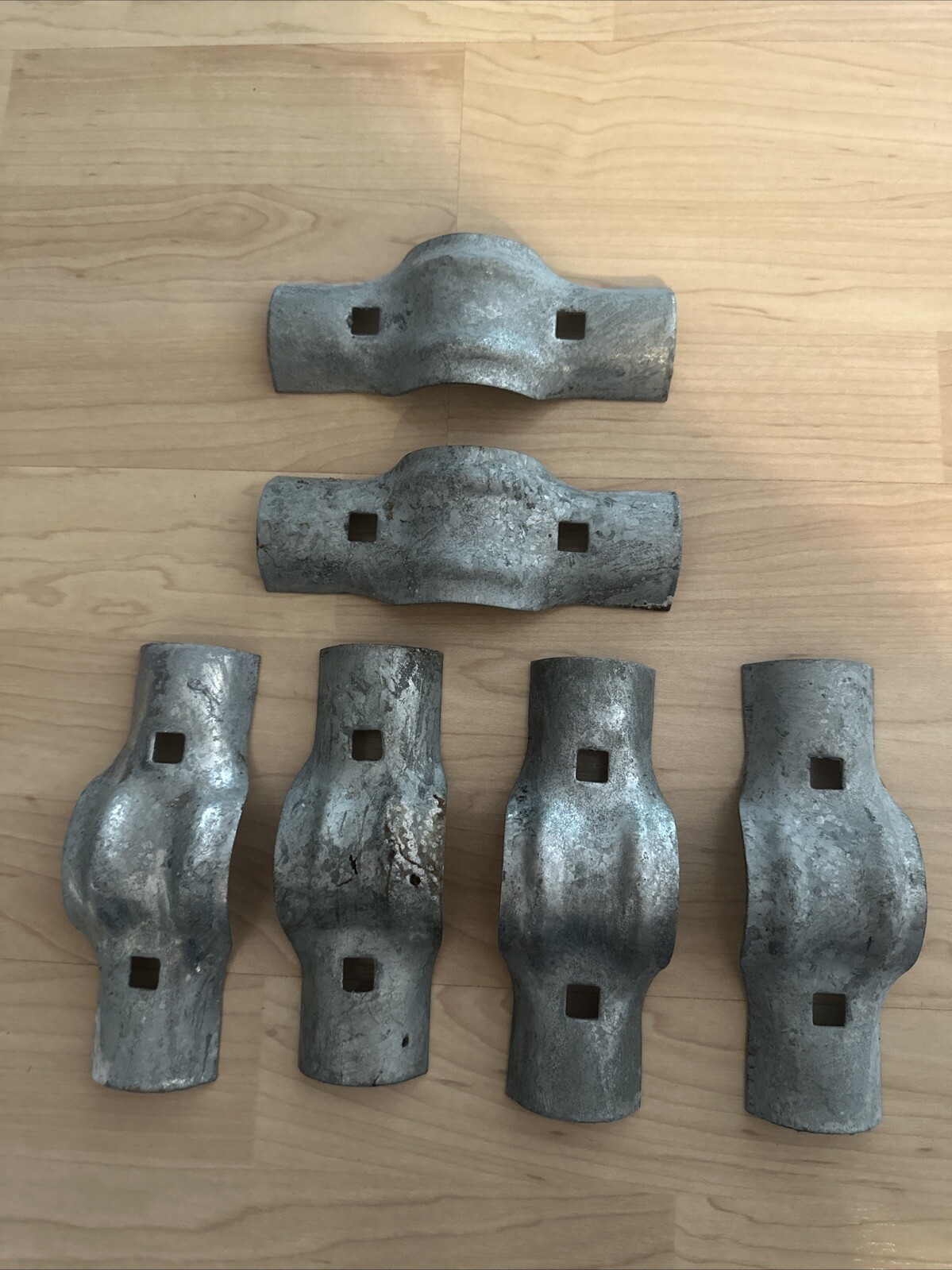 (6 Pk) Chain Link Fence Line Rail / Boulevard Brace Clamps 6-1/8" X 2-3/8"