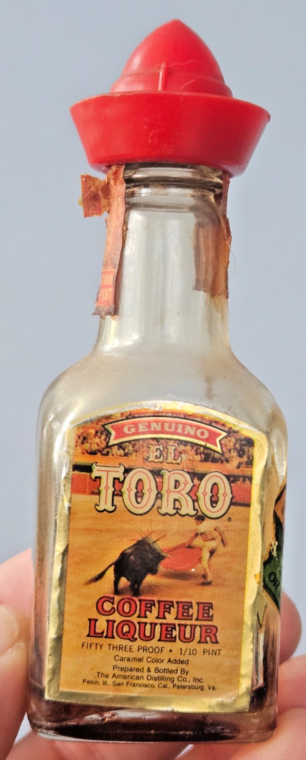 El Toro Coffee Liqueur mini glass empty bottle