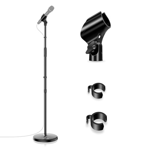 Microphone Stand Mic Floor Stand, Adjustable Height from 39" to 66", 180°