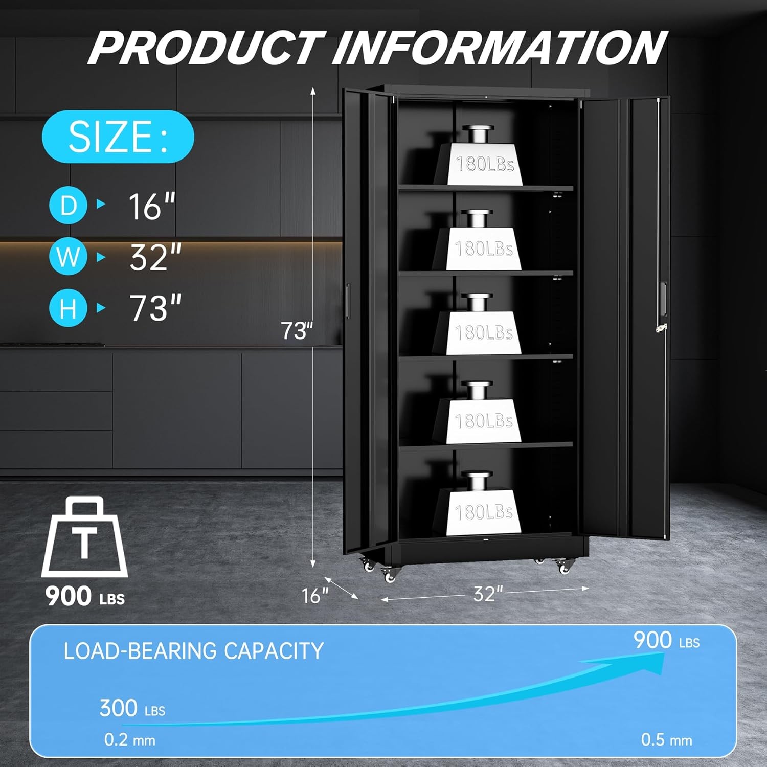 Heavy Duty Tool Cabinets, Garage Storage Cabinet Adjustable Shelves & Lockable