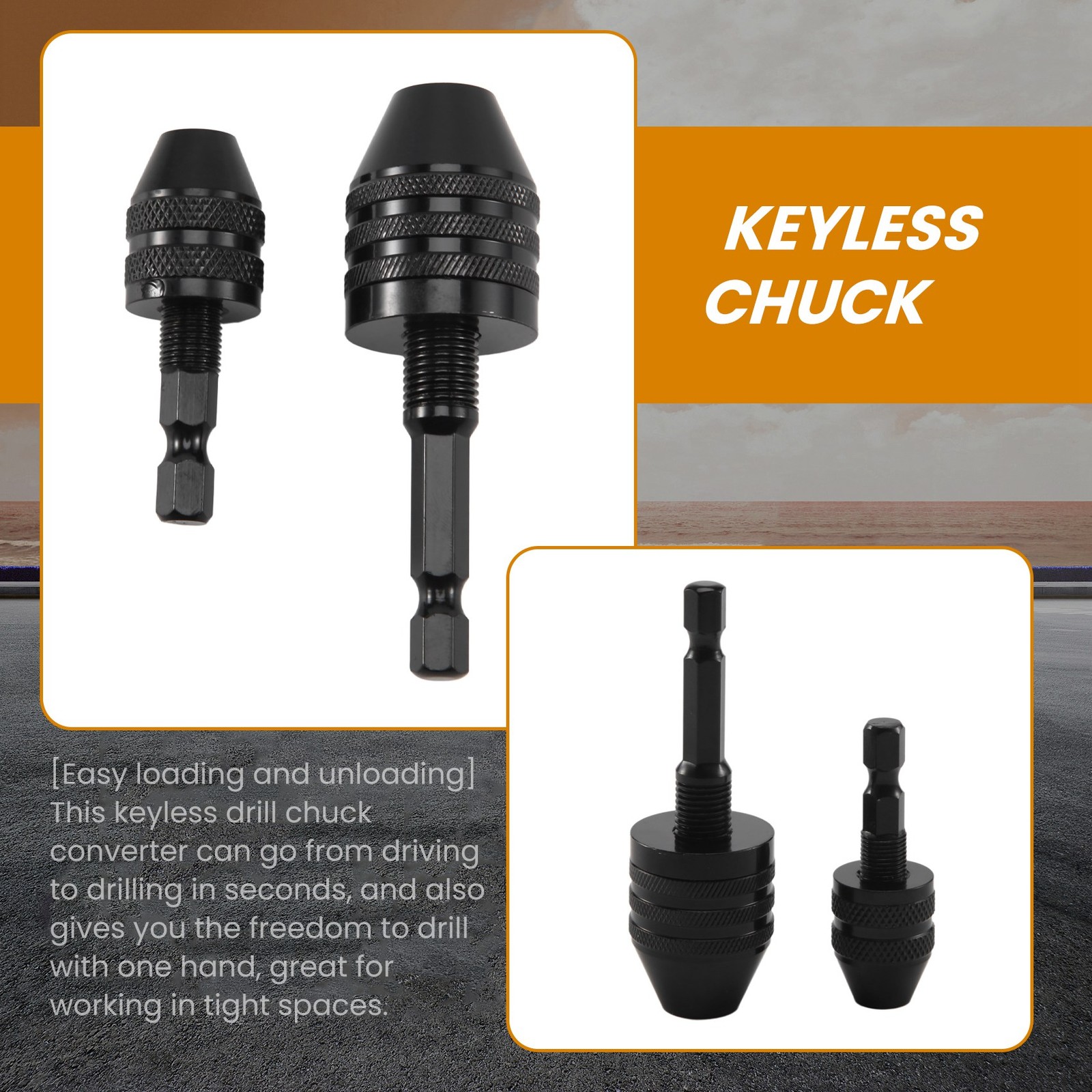 2Pcs Hex Shank Keyless Drill Chuck, Screwdriver Converter Drill Adapter 1137
