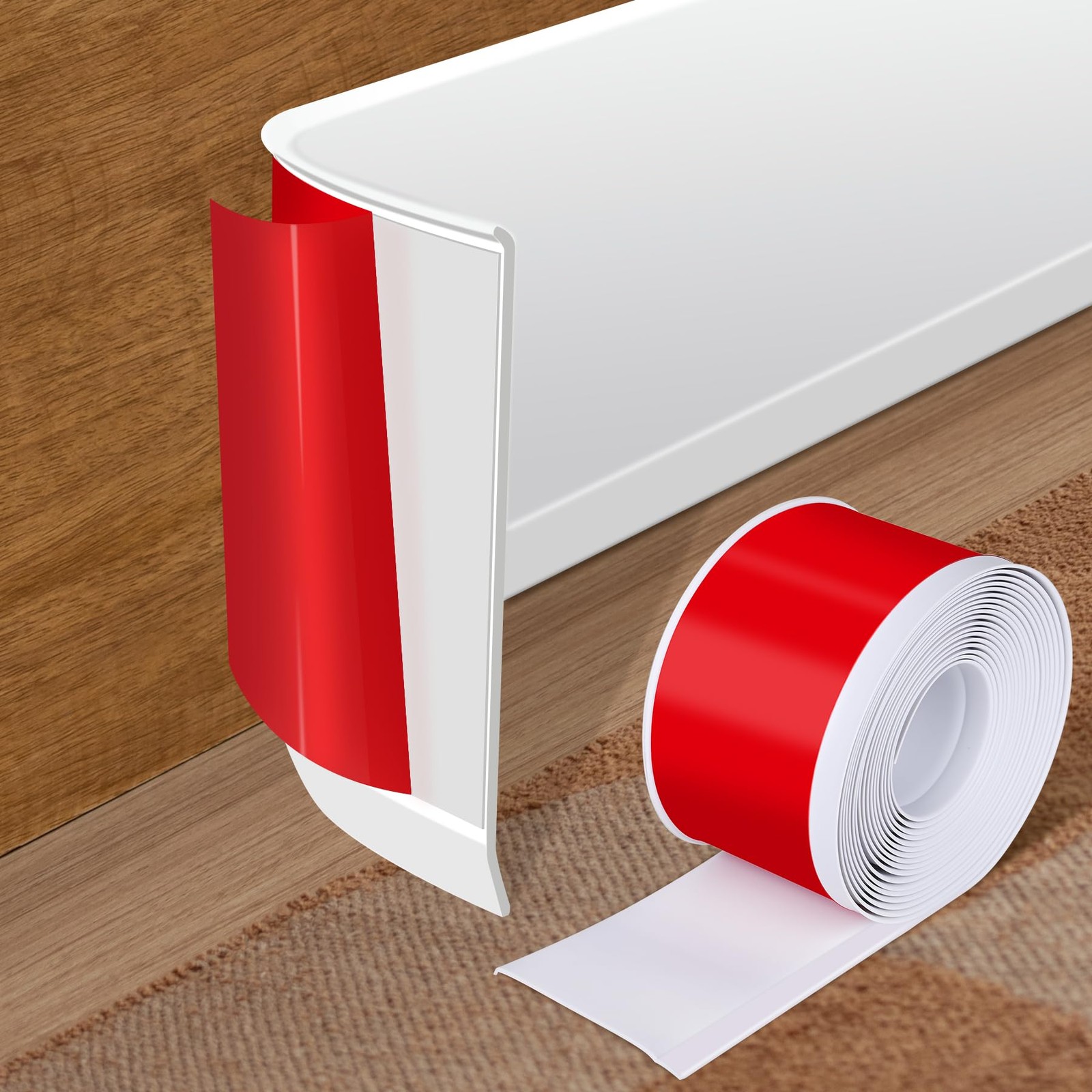 Vinyl Baseboard Molding Trim 4 Inch x 20 Feet Peel and Stick Baseboard Trim Flex