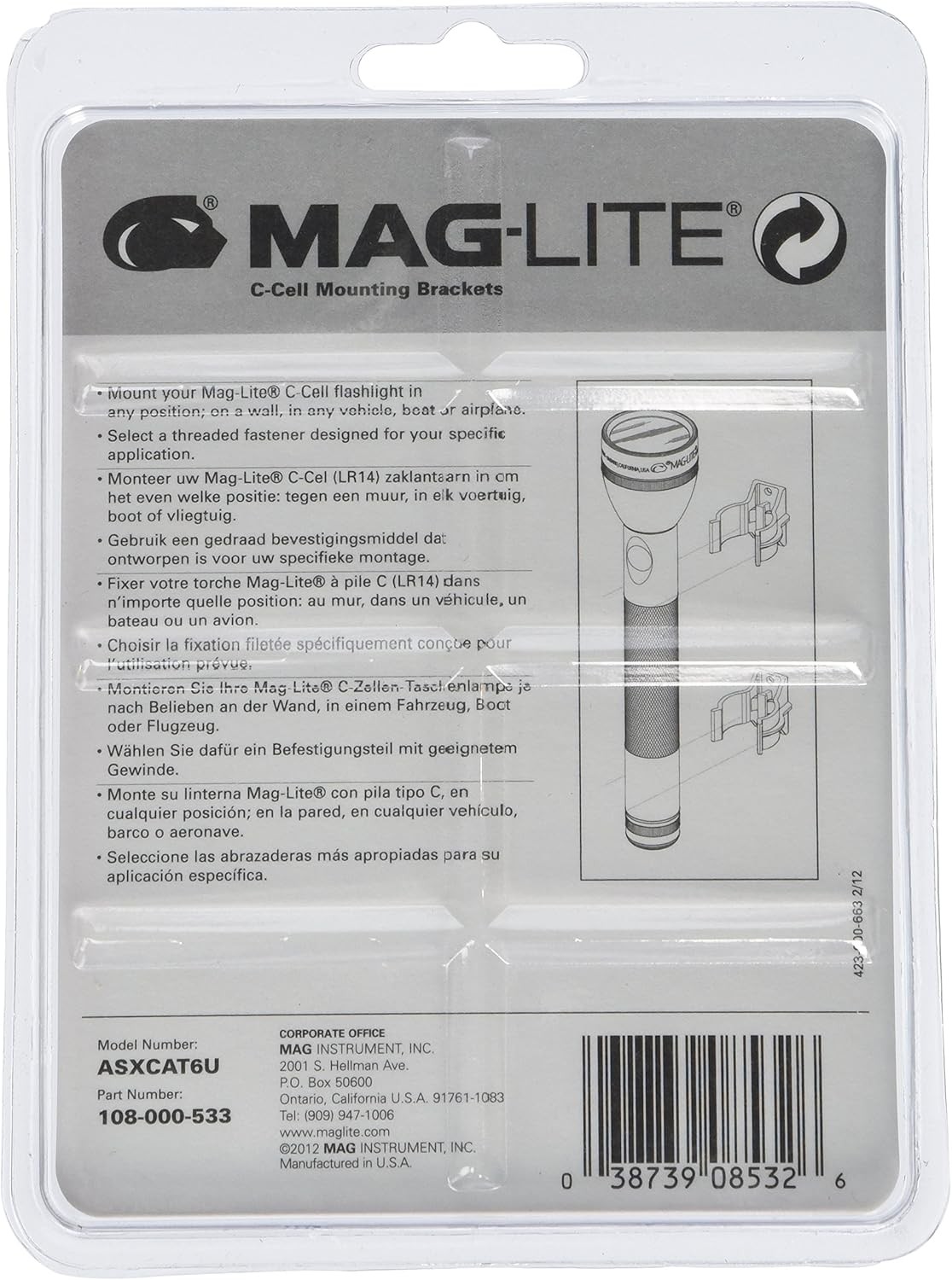 Black Mounting Brackets for C-Cell Flashlight