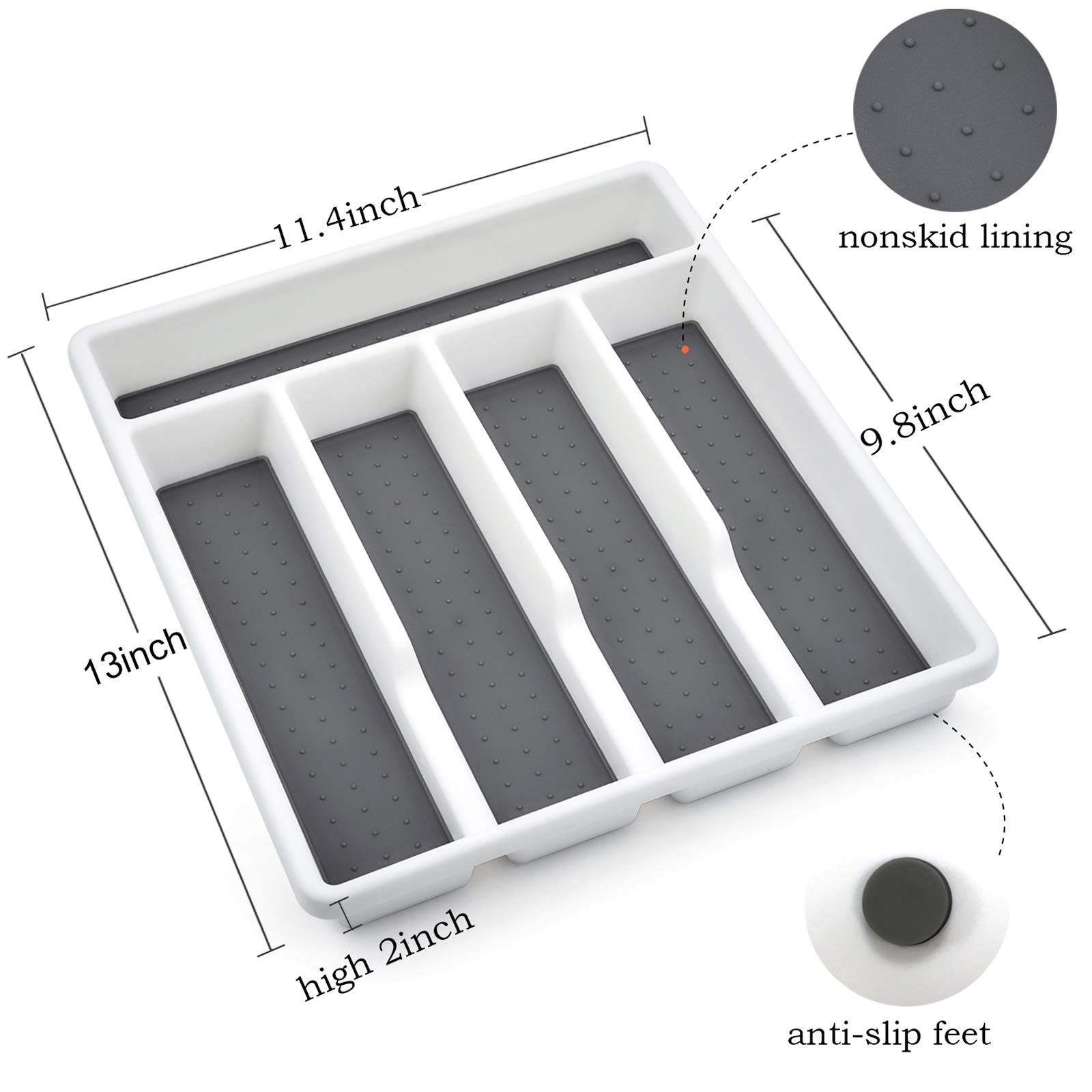 HaWare Silverware Tray for Drawer with Five Sections, Flatware white