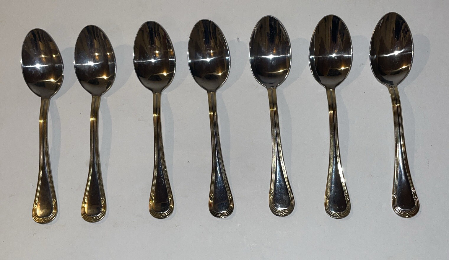 Colin Cowie 7 Gold & Silver Teaspoons Stainless Steel Flatware Set Silverware