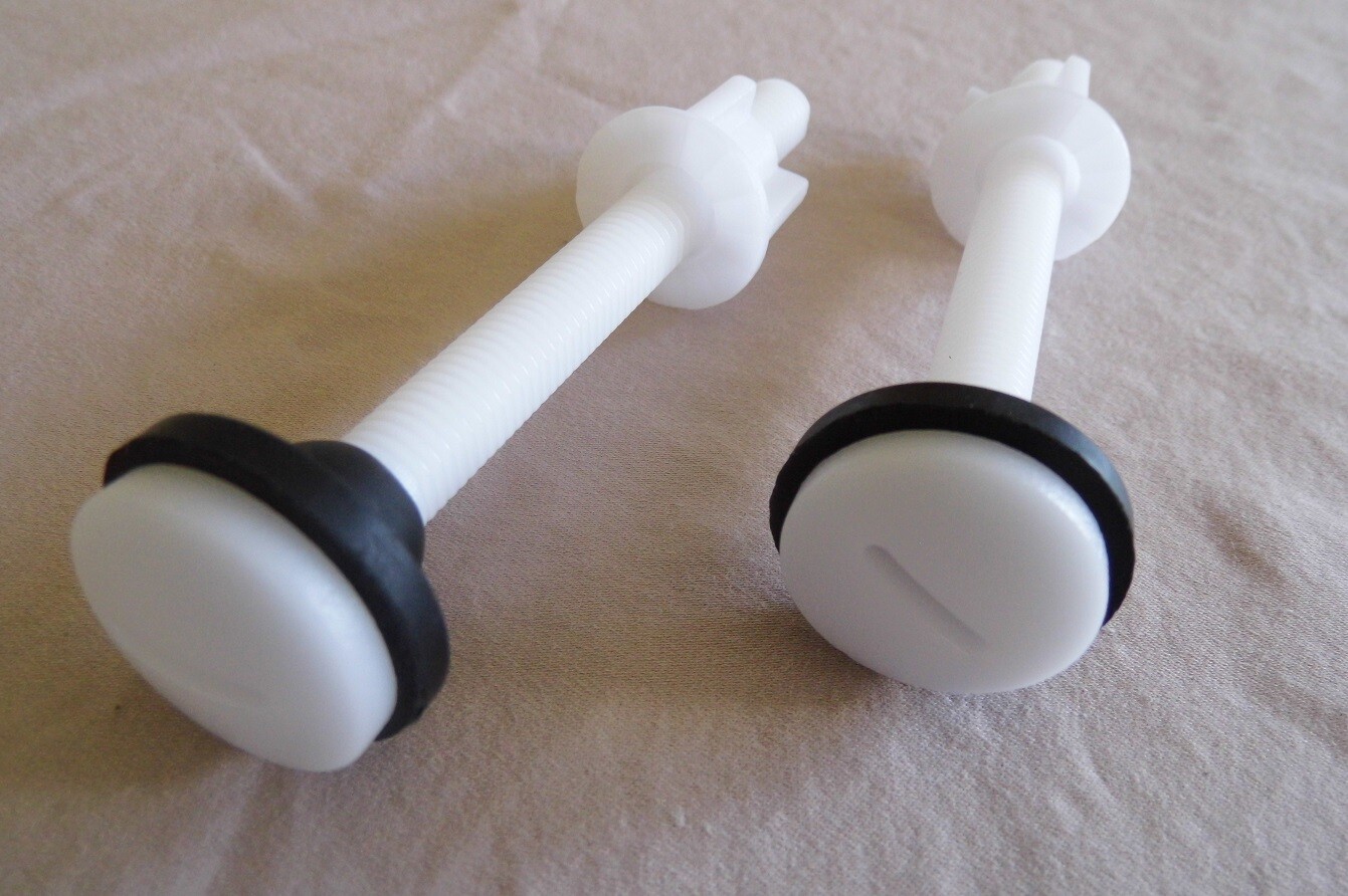 Toilet Seat Hinge Bolts, Nylon Plastic, 3 Inch By 3/8 Inch Heavy Duty Bolts with