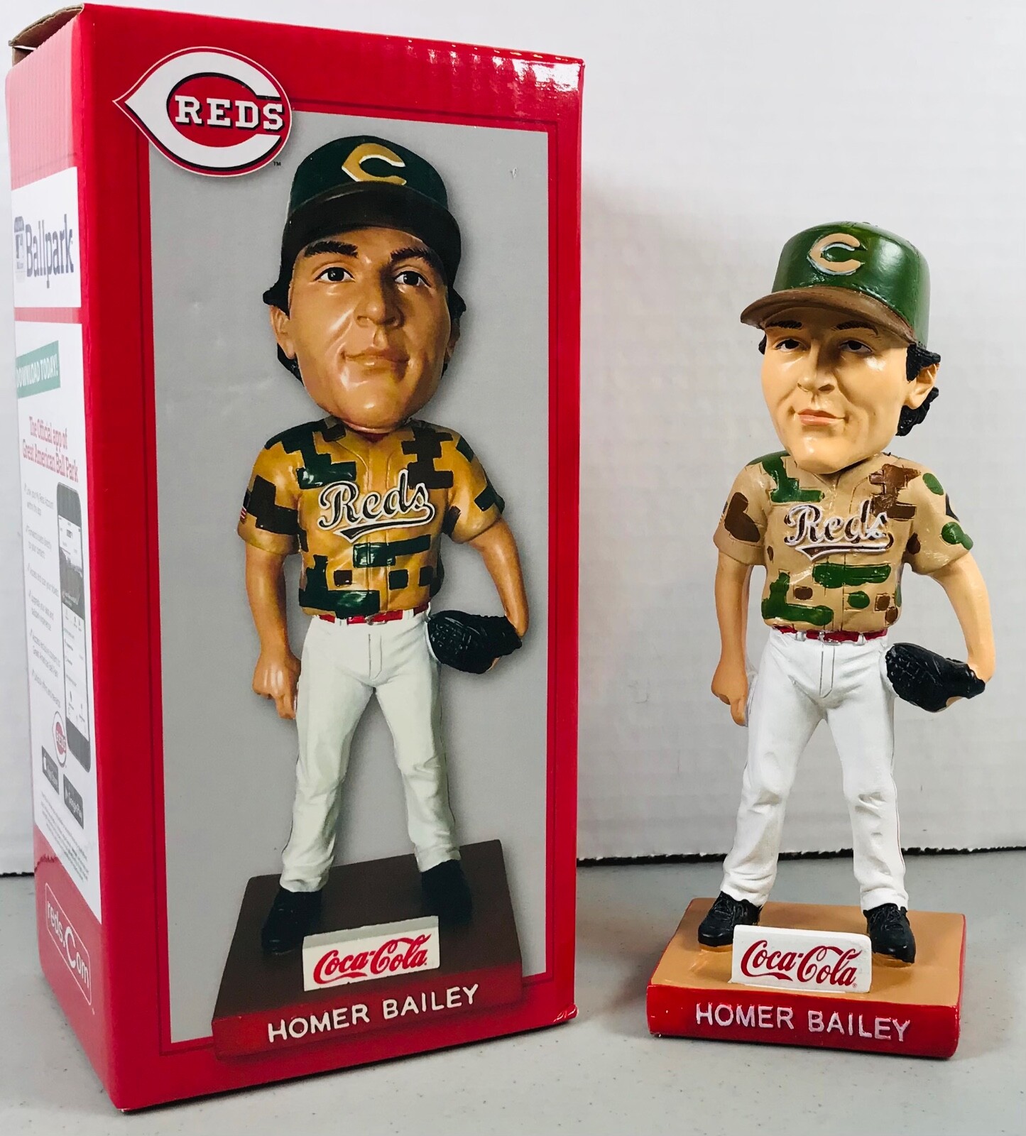 Homer Bailey Bobblehead - Cincinnati Reds - Camouflage Uniform - 2017 Coca-Cola