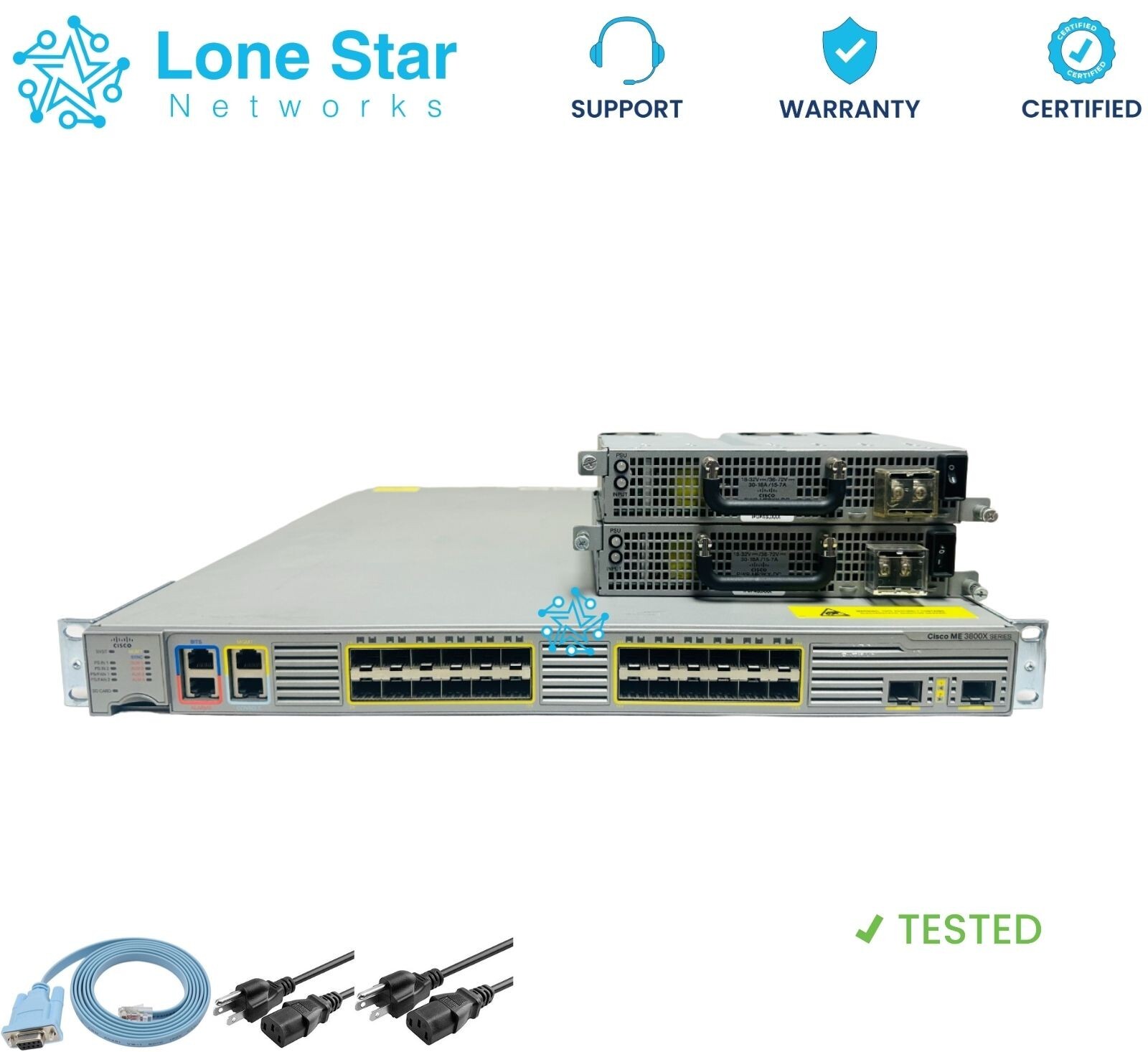Cisco ME-3800X-24FS-M 24 GB SFP and 2 10GB Ports - Dual DC Power Supplies