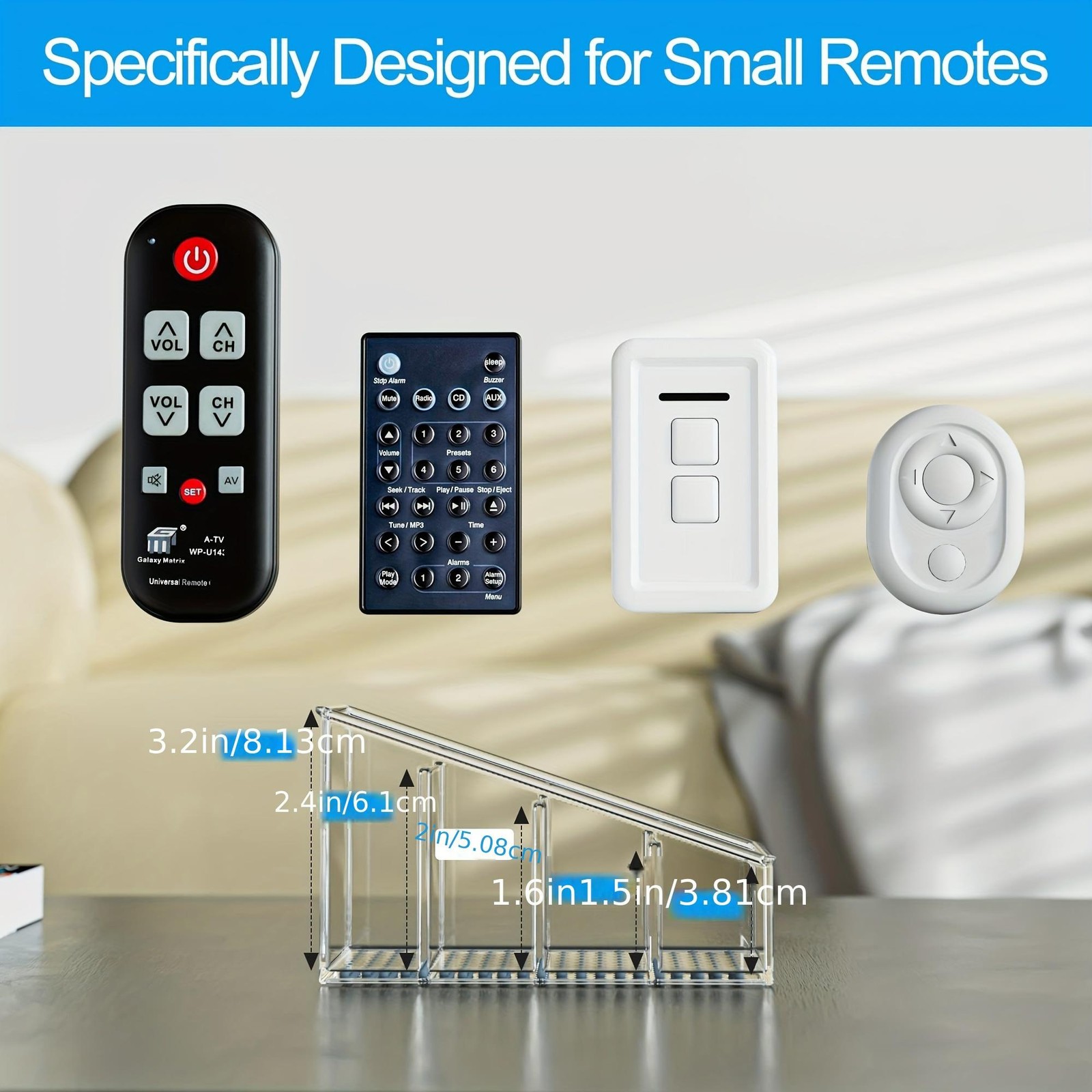 Clear Plastic Remote Holder 4-compartment Desk Organizer for Home & Office