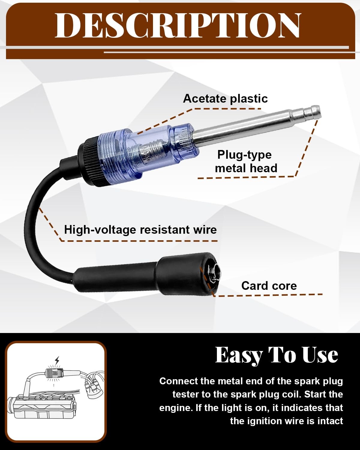 LTDCVTR Inline Spark Plug Tester, Plug-in Engine Ignition Tester Armature...
