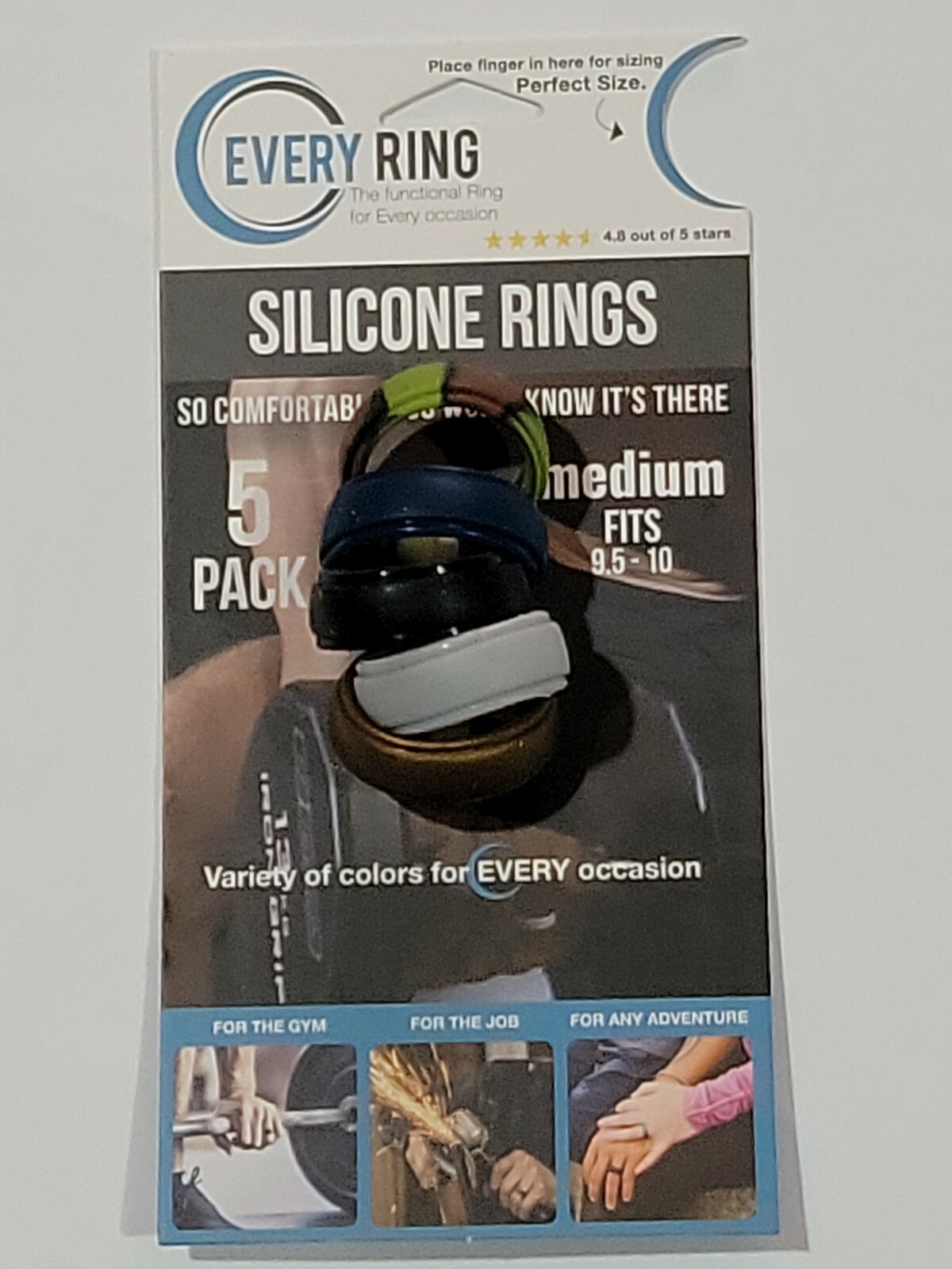 Every Ring 5 pack Silicone Rings Size Medium Fits 9.5-10 -VA-MED