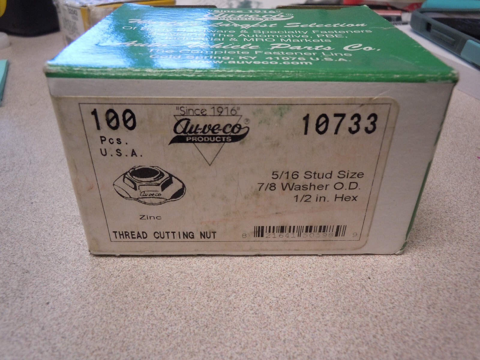 AUVECO 10733 THREAD CUTTING NUT 5/16 STUD SIZE - ZINC QTY 100