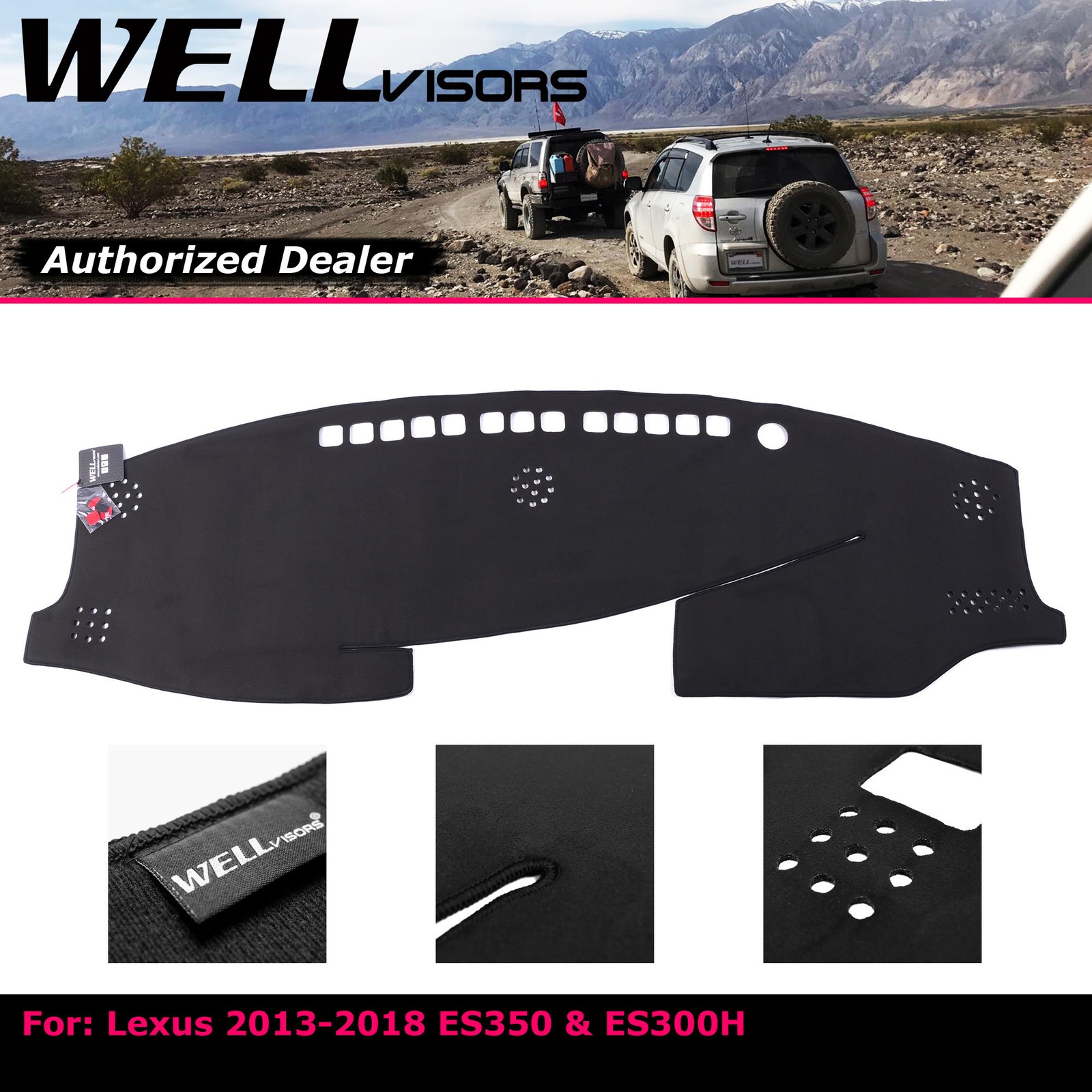 Suede Dash Mat Cover For Lexus 2013-2018 ES350 & ES300H WELLvisors 3-777LX008