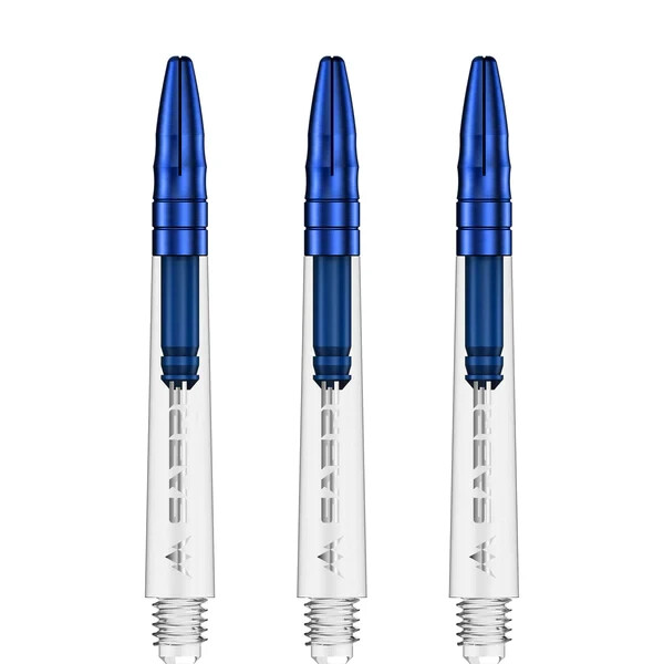 TWEENIE PLUS MISSION SABRE POLYCARBONATE DART SHAFTS CLEAR WITH BLUE TOP 44.5mm