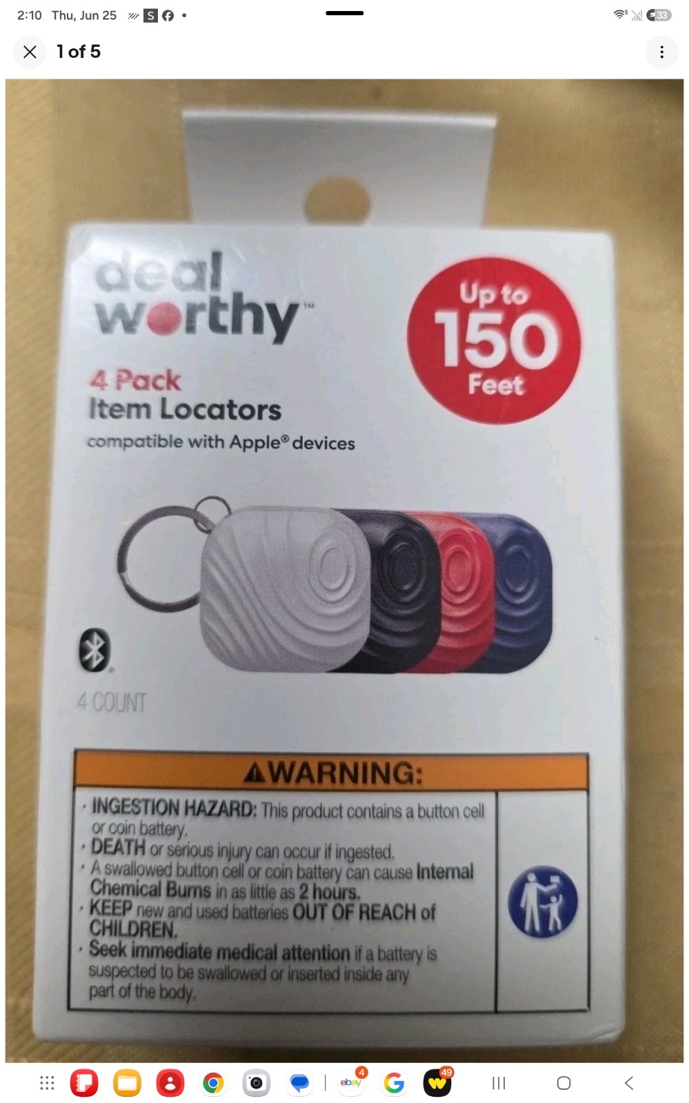 4 Deal Worthy Item Locator Compatible With Apple Devices NWT