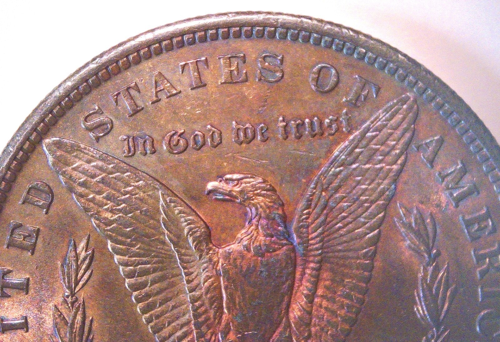 1884 O MORGAN SILVER DOLLAR BU RAINBOW DOUBLE SIDE TONED UNCIRCULATED GEM