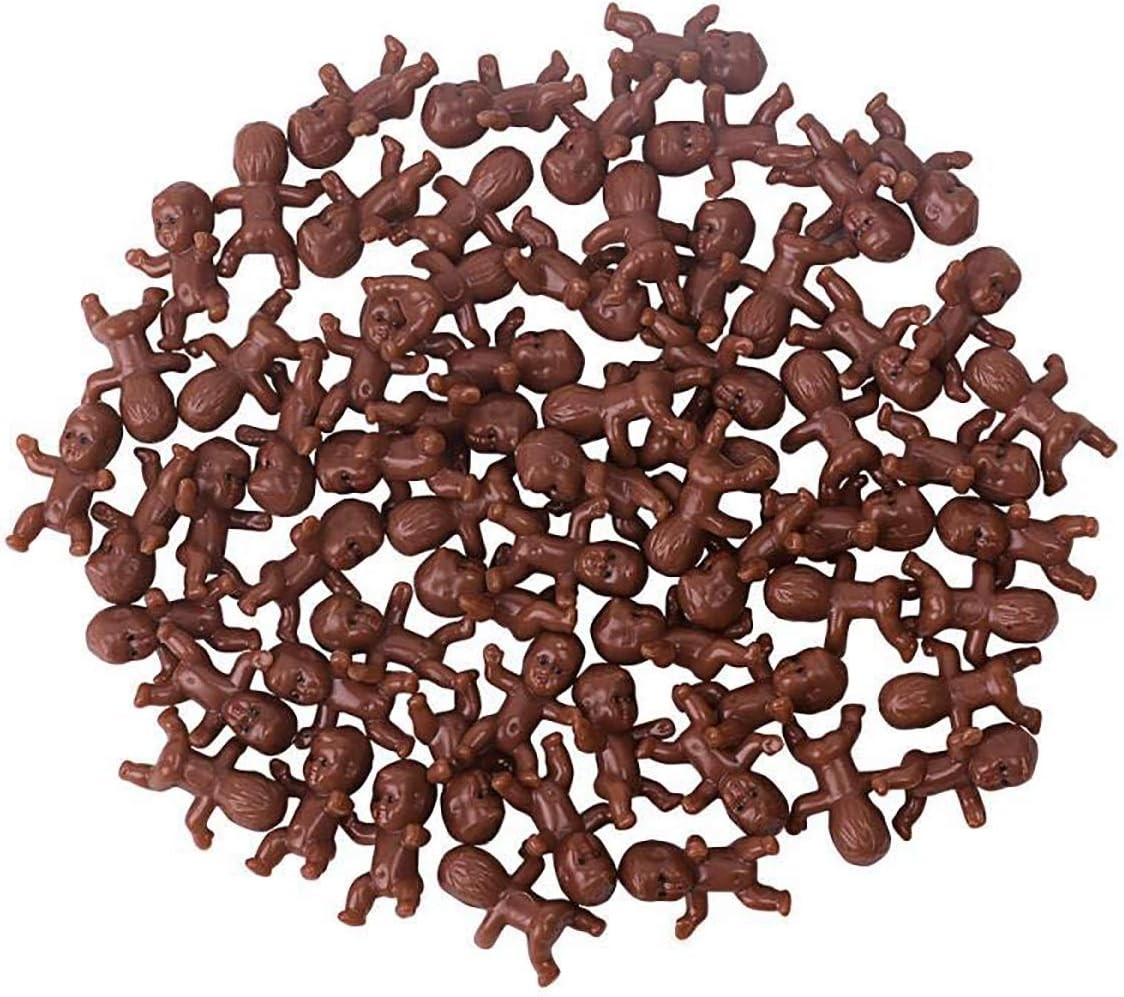 60 Pieces Mini Plastic Babies 1 Inch Baby Doll for Shower Party Dark