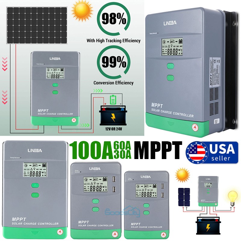 NEWEST 60A 100A MPPT Solar Charge Controller 12/24/36/48V for solar panel kit