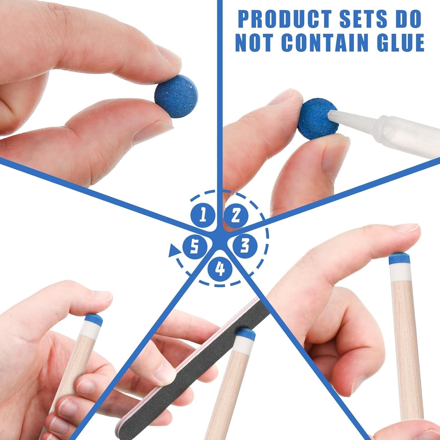 Replacement Billiard Pool Cue Tips Kit - 20 Durable Tips & Storage Box Included