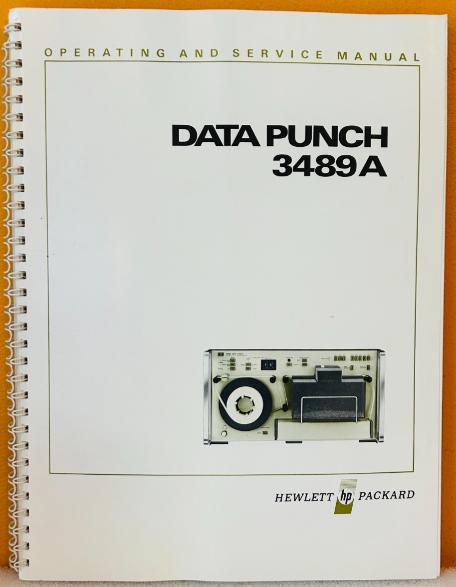 HP 03489-90001 1975 Model 3489A Data Punch Operating & Service Manual.