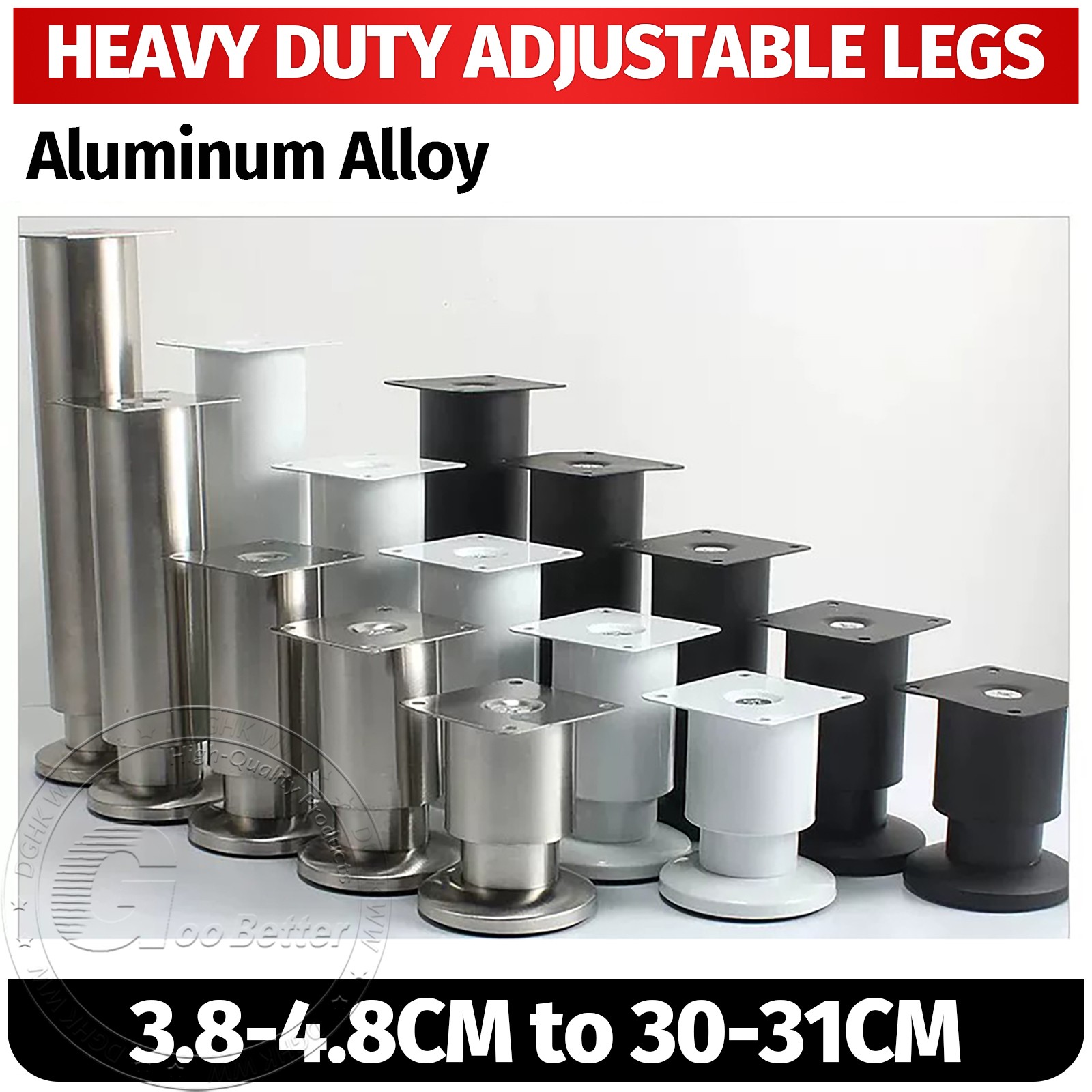 Heavy Duty Adjustable Legs Steel Bed Support Leg Furniture Replacement Legs