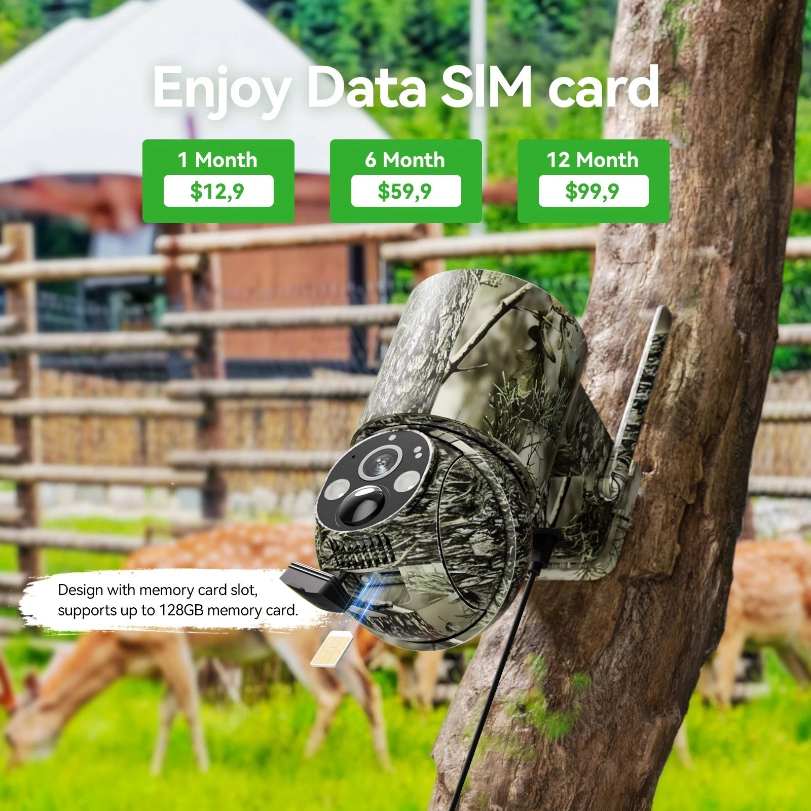 4G LTE Trail Camera Hunting Solar Powered Cellular Security Cam SIM Card 64G