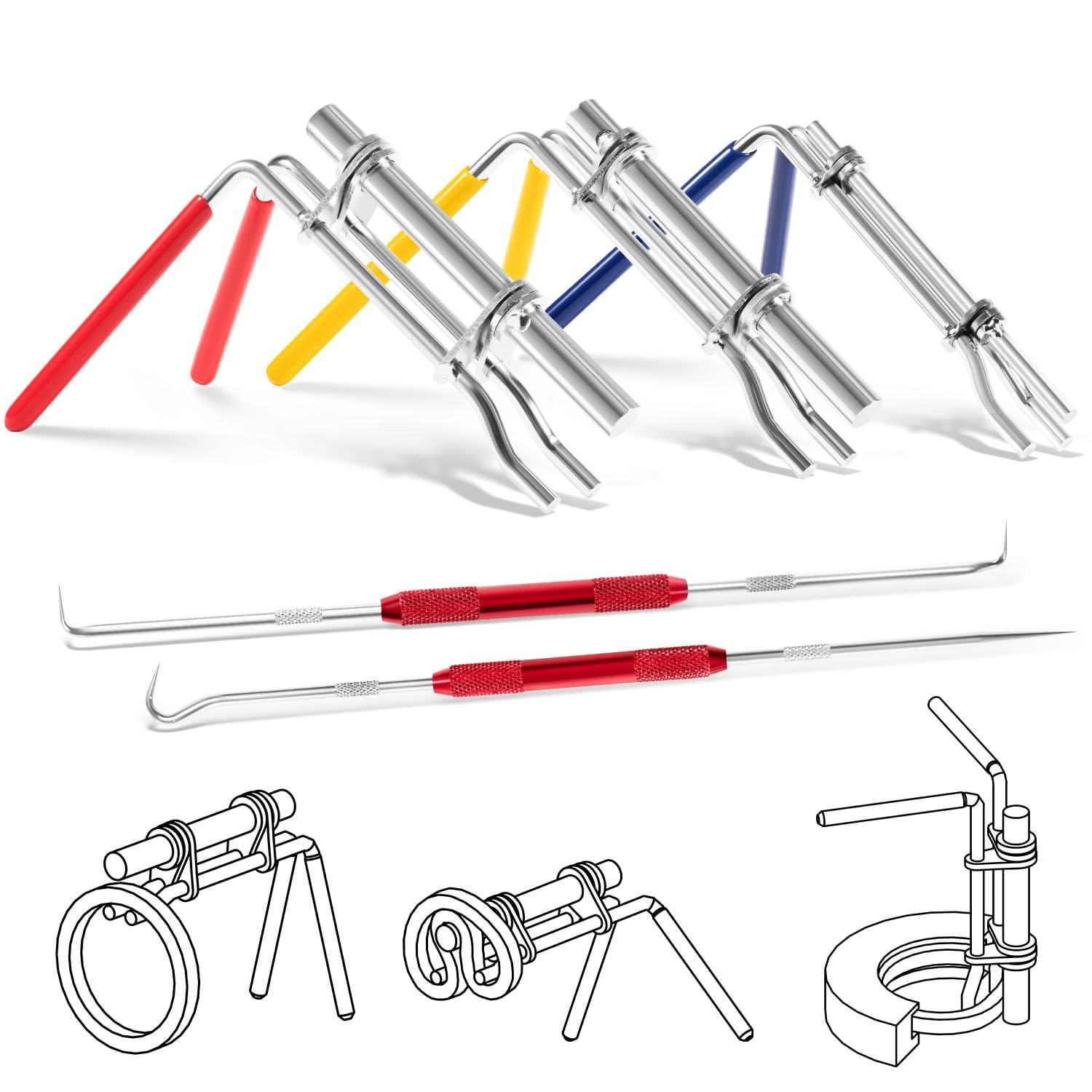 5 Pack Hydraulic Seal Installation Tool Kit, 5 (with Pick and Hook Set)