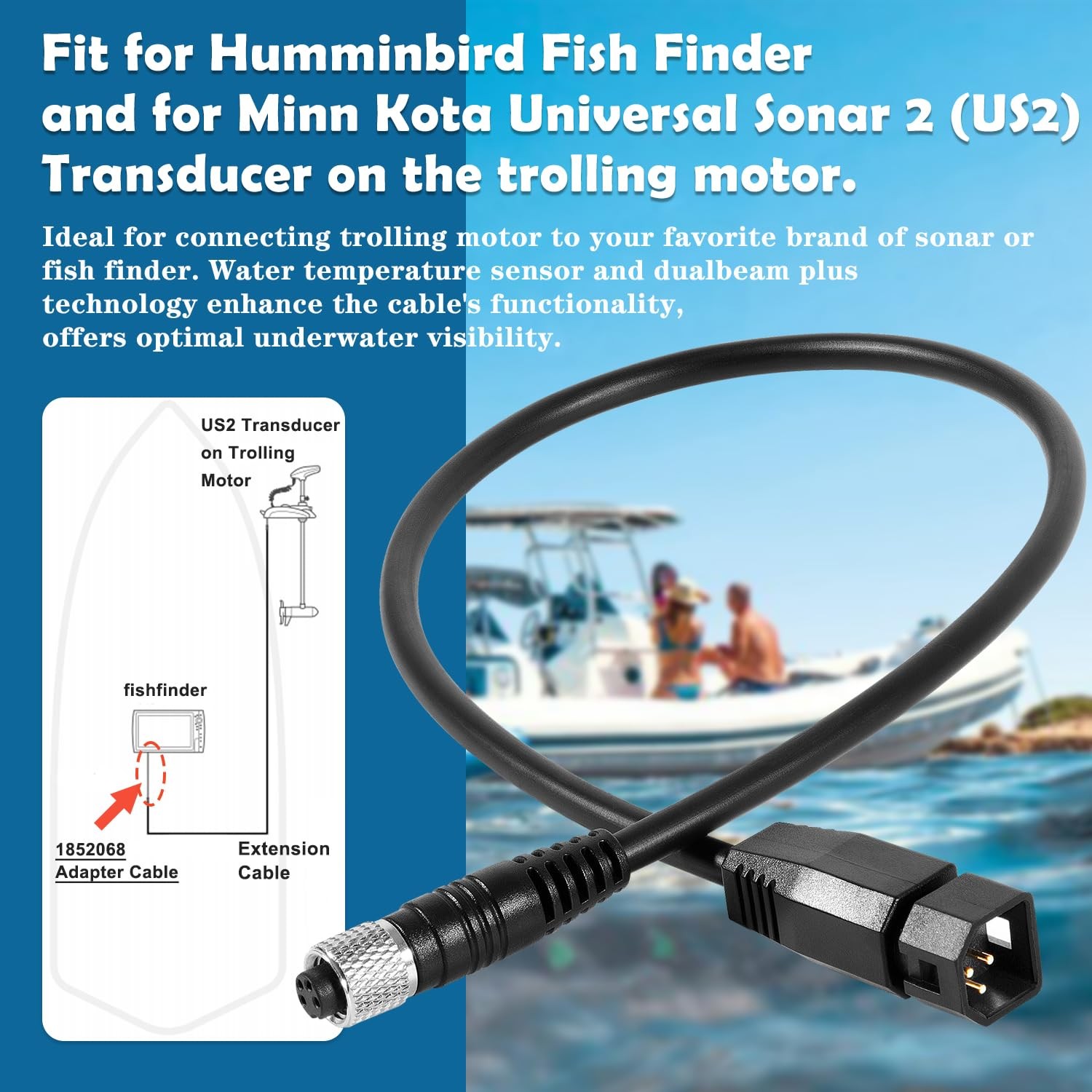 Replacement for 1852068 MKR-US2-8 Hum 7-Pin Transducer Adapter Cable, Compatible